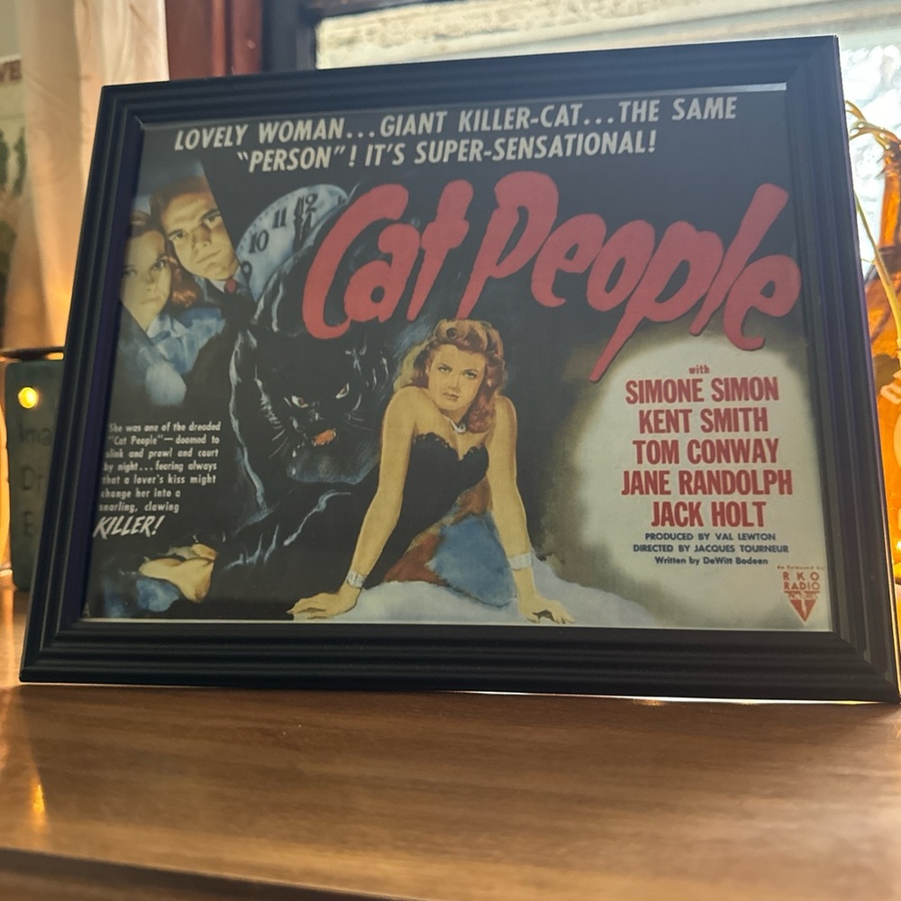Cat People Vintage Poster in Black Frame